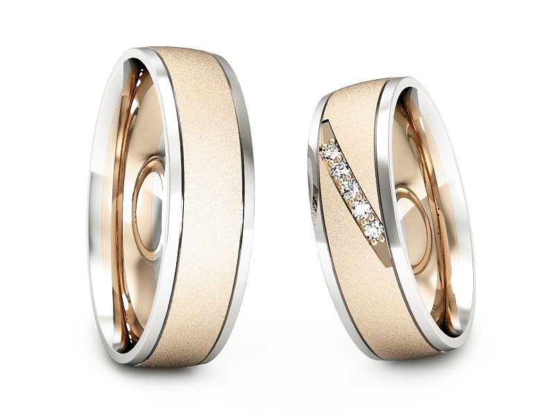 Obrączki z diamentami białe i różowe złoto - S57160T29cbms — zdjęcie 3