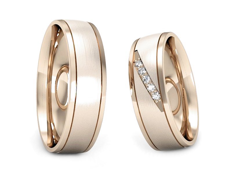 Obrączki z brylantami złote różowe złoto 585 - S57160T29cmp — zdjęcie 3