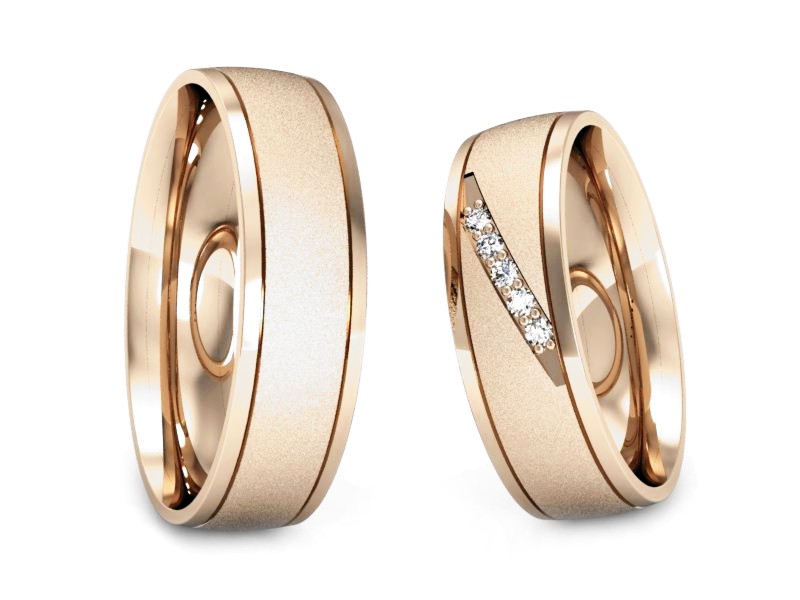 Obrączki z brylantami złote różowe złoto 585 - S57160T29cms — zdjęcie 3