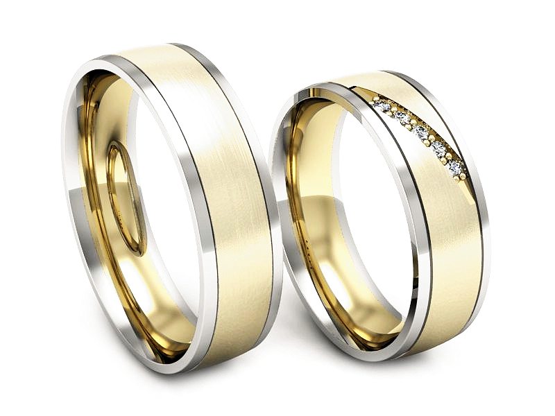 Obrączki z brylantami dwukolorowe złoto 585 - S57160T29zbmp — zdjęcie 3