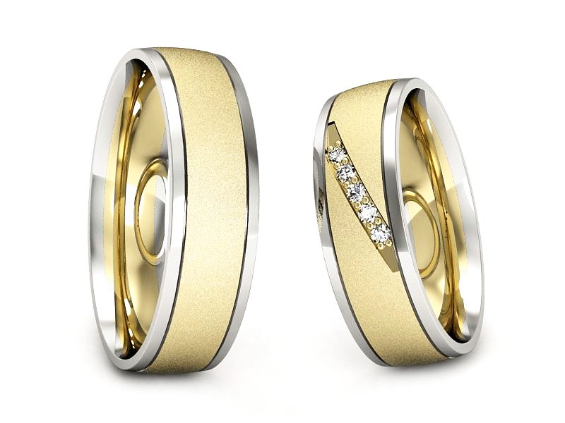 Obrączki z brylantami dwukolorowe złoto 585 - S57160T29zbms — zdjęcie 3