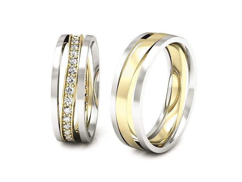 Obrączki z diamentami dwukolorowe obraczki - S57160T66bz — zdjęcie 3