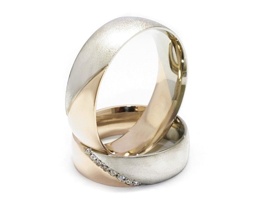 Obrączki ślubne obrączki z diamentami złote białe i różowe - S60145T1c - 3