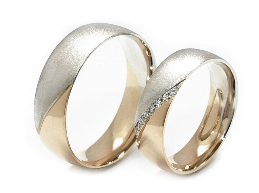 Obrączki ślubne obrączki z diamentami złote białe i różowe - S60145T1c - 1