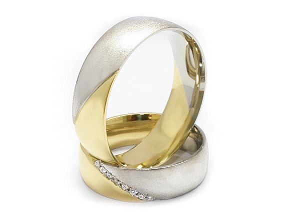 Złote Obrączki z diamentami dwukolorowe złoto - S60145T1z