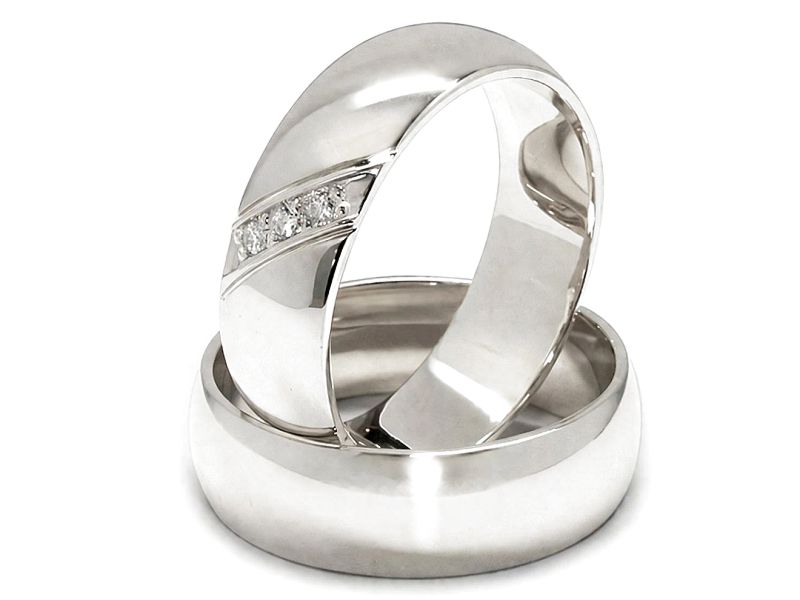 Złote Obrączki z brylantami białe złoto 585 - s60155109b — zdjęcie 3