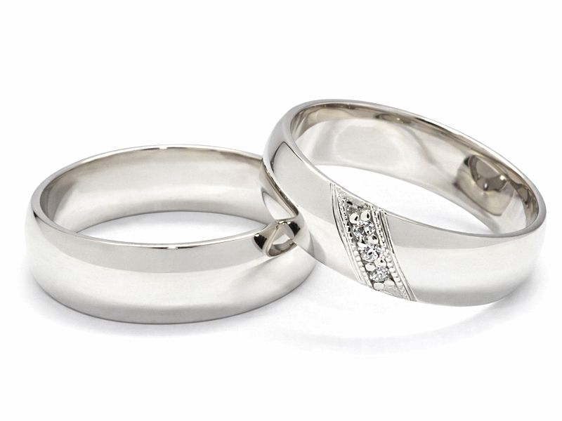 Złote Obrączki z brylantami białe złoto 585 - s60155109b — zdjęcie 2