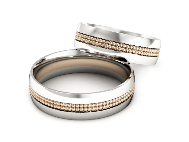 Obrączki biało różowe złoto obrączki złote 585 - S60160384bc — zdjęcie 2