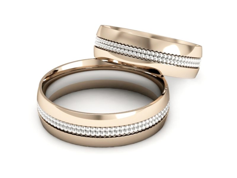 Obrączki biało różowe złoto obrączki złote 585 - S60160384cb — zdjęcie 2