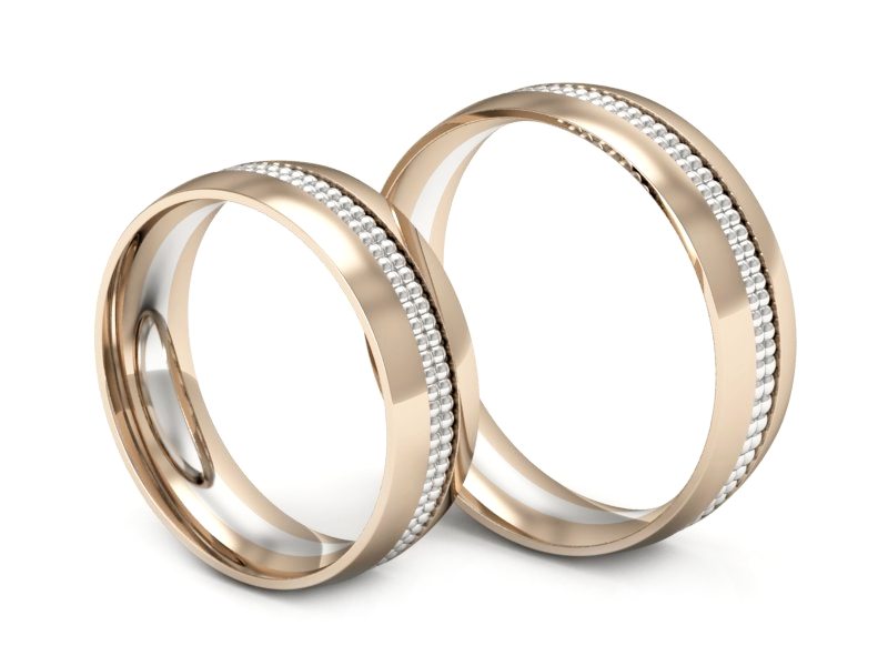 Obrączki biało różowe złoto obrączki złote 585 - S60160384cb — zdjęcie 3