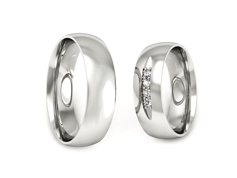 Obrączki z diamentami soczewkowe białe 585 - S60160T47B — zdjęcie 3