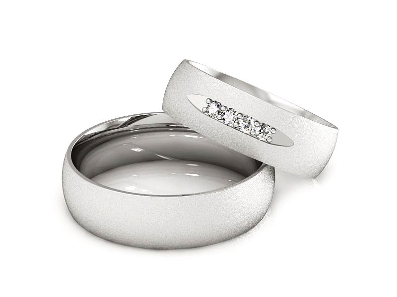 Obrączki z diamentami nowoczesne białe 585 - S60160T47bms — zdjęcie 2