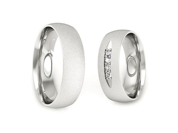 Obrączki z diamentami nowoczesne białe 585 - S60160T47bms