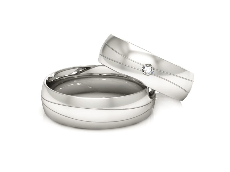 Złote Obrączki z diamentem białe złoto 585 - S60160T89b — zdjęcie 3