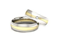 Obrączki ślubne obrączki z brylantem dwukolorowe złoto 585 - S60160T89bz- 2