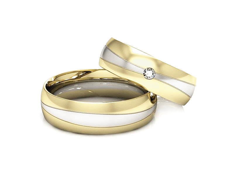 Obrączki z brylantem dwukolorowe złoto 585 - S60160T89zb — zdjęcie 3