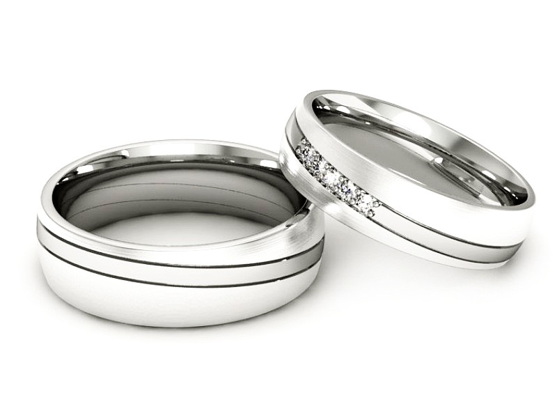 Złote Obrączki z brylantami białe złoto 585 - S60170T23bm — zdjęcie 2