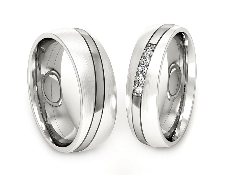 Złote Obrączki z brylantami białe złoto 585 - S60170T23bm — zdjęcie 3