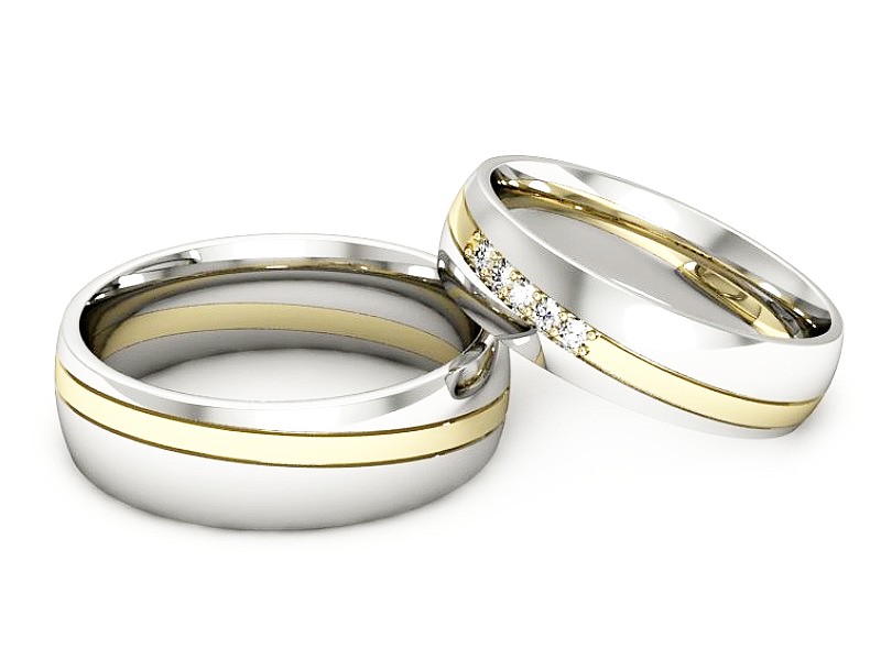 Obrączki z brylantami dwukolorowe złoto 585 - S60170T23bz — zdjęcie 3