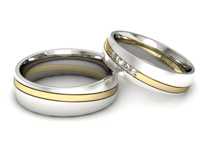 Obrączki z brylantem złote żółte złoto 585 - S60170T23bzm — zdjęcie 3