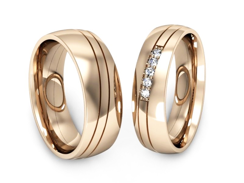 Obrączki z brylantami złote różowe złoto 585 - S60170T23c — zdjęcie 3