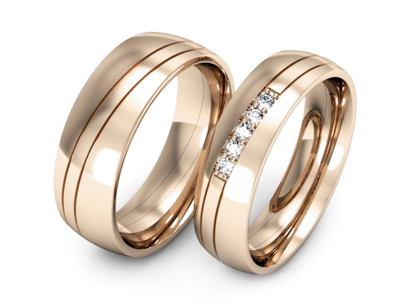 Obrączki z brylantami złote różowe złoto 585 - S60170T23c