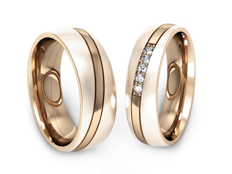Obrączki z brylantami złote różowe złoto 585 - S60170T23cmp — zdjęcie 3