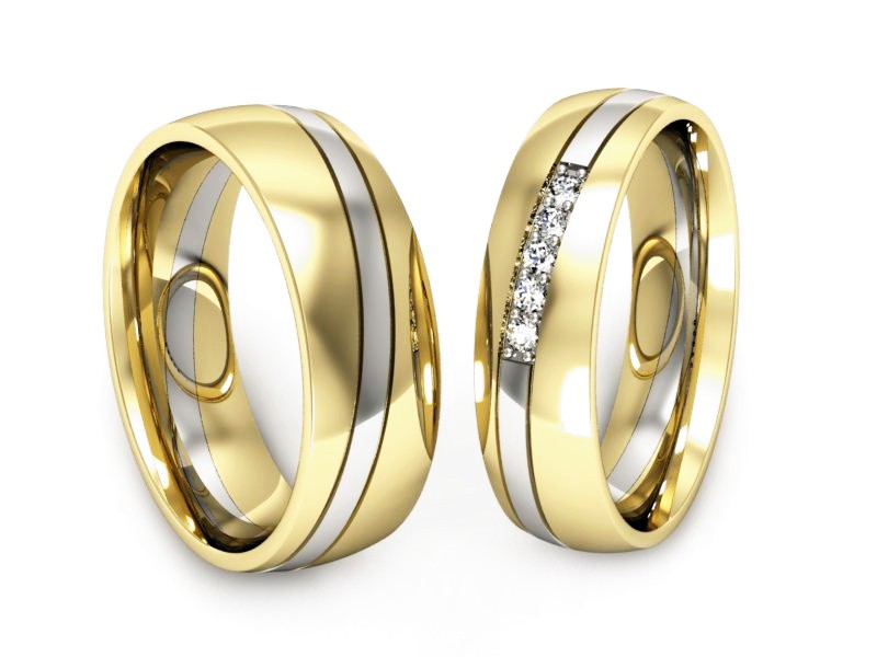 Obrączki z brylantami dwukolorowe złoto 585 - S60170T23zb — zdjęcie 3