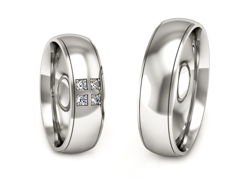Złote Obrączki z brylantami białe złoto 585 - S60170T28b — zdjęcie 3