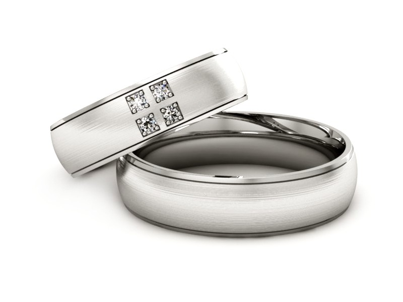 Obrączki z brylantami złote białe złoto 585 - S60170T28bmp — zdjęcie 2