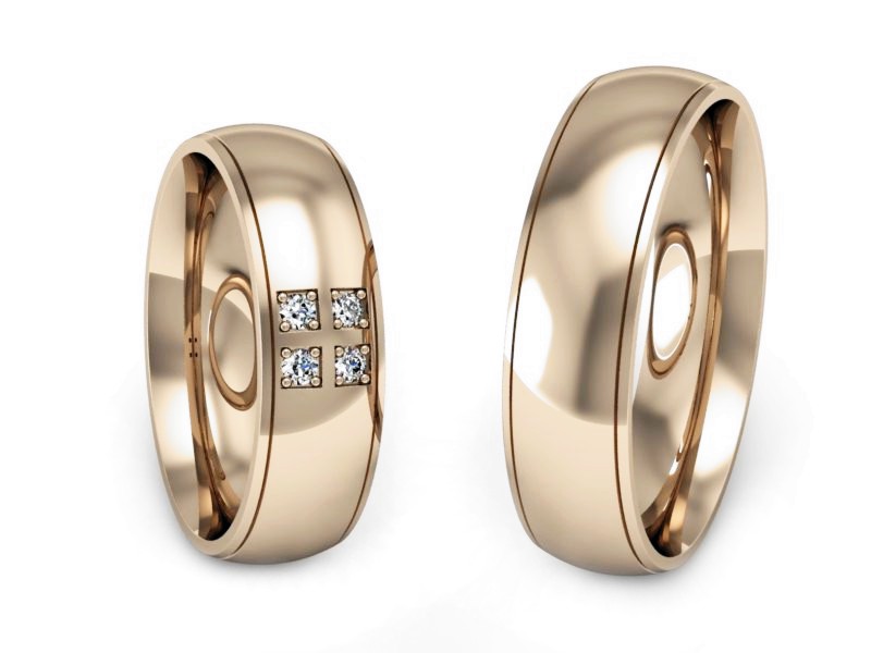 Obrączki z brylantami złote różowe złoto 585 - S60170T28c — zdjęcie 3