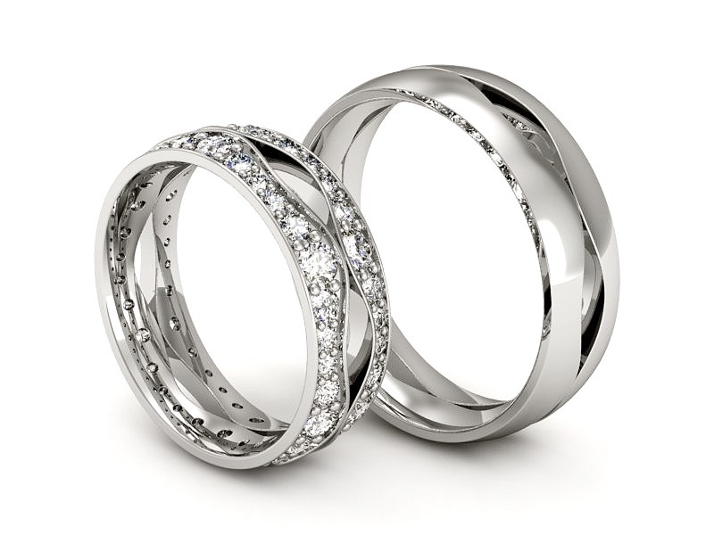 Złote Obrączki z brylantami białe złoto 585 - S60170T53B — zdjęcie 3