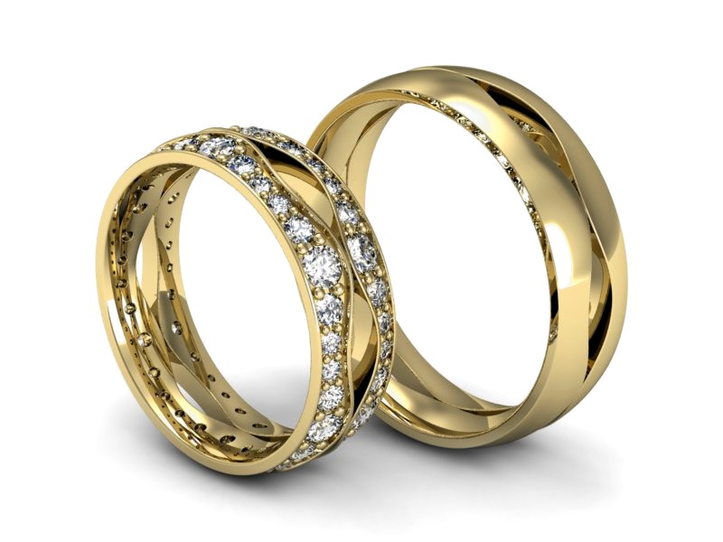 Złote Obrączki z diamentami złoto 585 - S60170T53z — zdjęcie 3