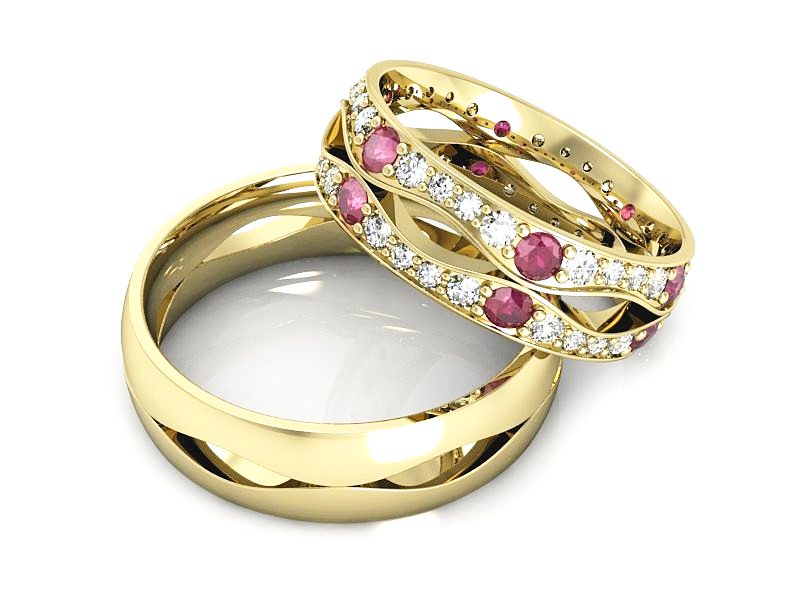 Obrączki z rubinami złote obrączki złoto 14k - S60170T53zr — zdjęcie 2