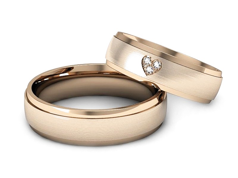 Obrączki z diamentami złote różowe złoto 585 - S60175T41cmp — zdjęcie 2