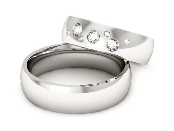 Obrączki z diamentami nowoczesne białe 585 - S60180T7