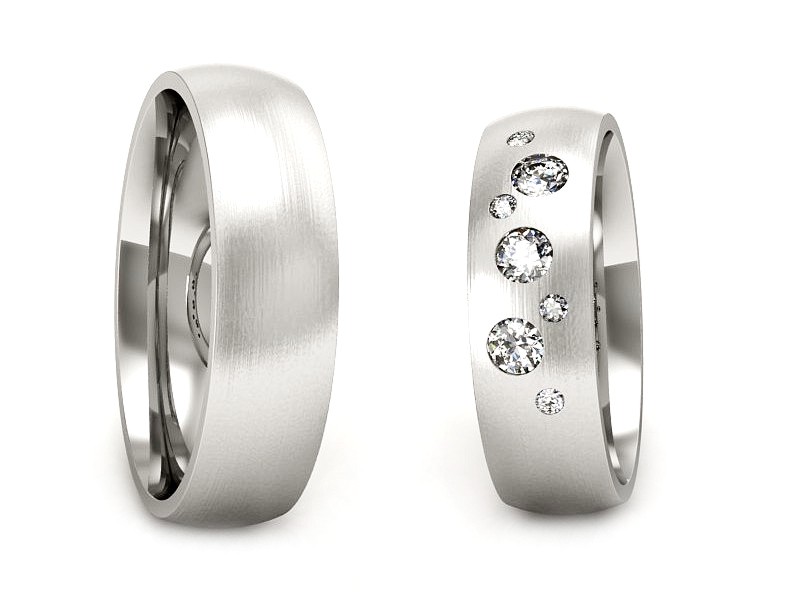 Złote Obrączki z brylantami białe złoto 585 - S60180T7bmp — zdjęcie 3