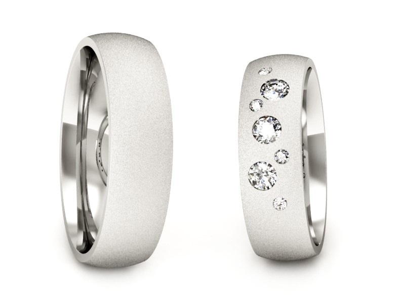 Obrączki z diamentami nowoczesne białe 585 - S60180T7bms — zdjęcie 3