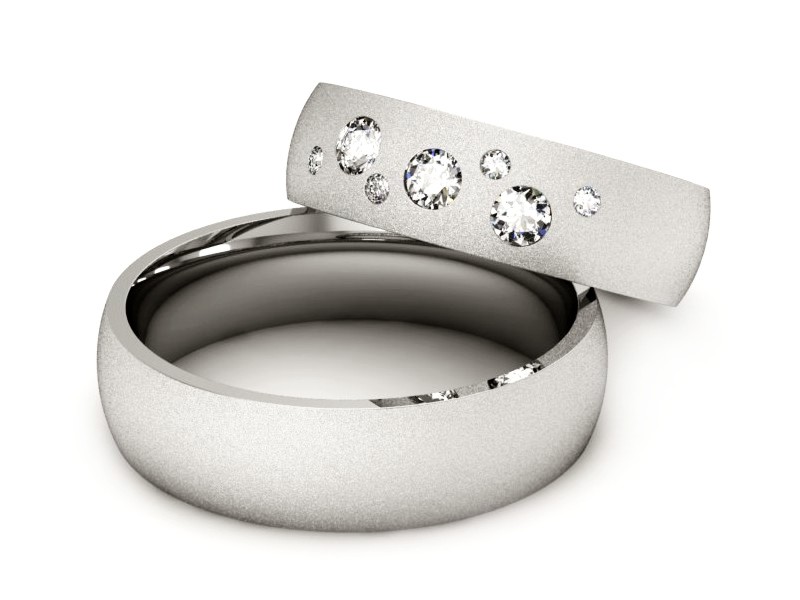 Obrączki z diamentami nowoczesne białe 585 - S60180T7bms — zdjęcie 2