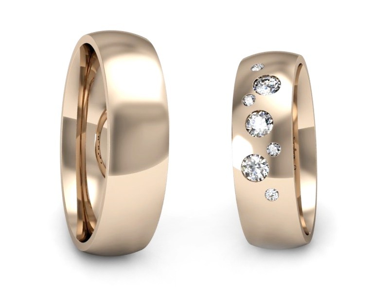 Obrączki z brylantami nowoczesne różowe 585 - S60180T7c — zdjęcie 3