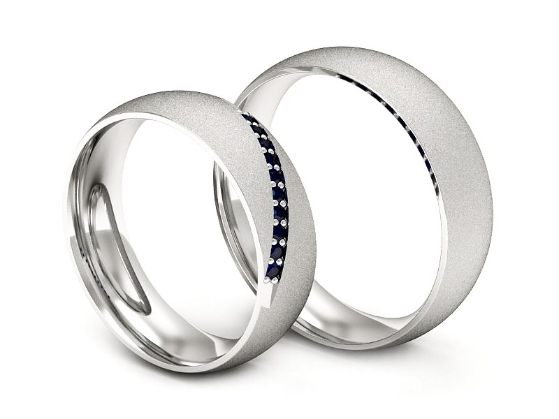 Obraczki z szafirem obrączki białe złoto 585 - S60200T5bszms — zdjęcie 3