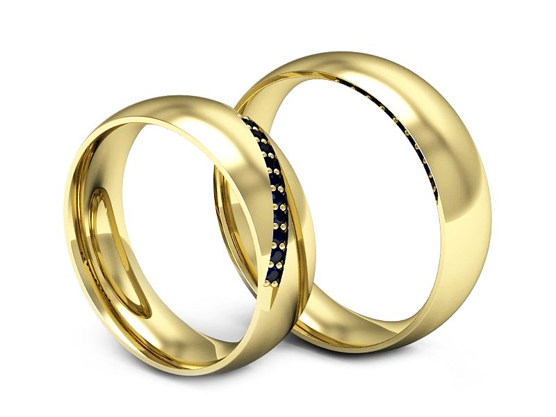 Obraczki z szafirami żółte złoto soczewkowe - S60200T5zsz — zdjęcie 3