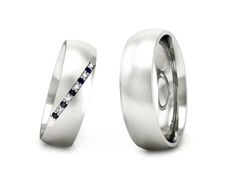 Obrączki z szafirami złote białe złoto 585 - S60200T6 — zdjęcie 3