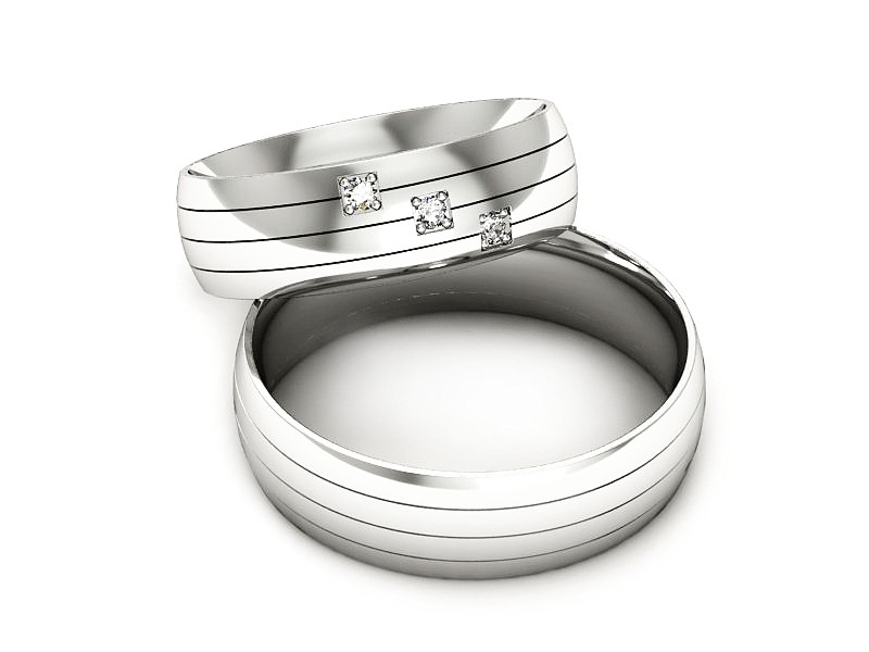 Obrączki z bialego złota z brylantami złote - s60220T27b — zdjęcie 2