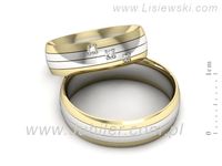 Złote Obrączki ślubne z brylantami dwukolorowe złote 585 - s60220T27bz- 2