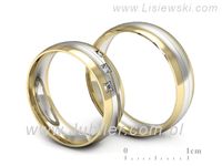 Złote Obrączki ślubne z brylantami dwukolorowe złote 585 - s60220T27bz- 3