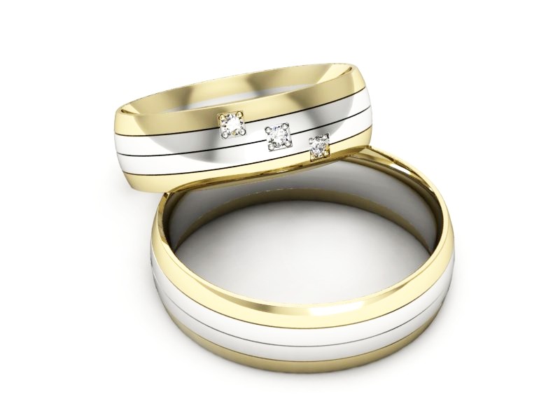 Złote Obrączki z brylantami dwukolorowe złote - s60220T27bz — zdjęcie 2