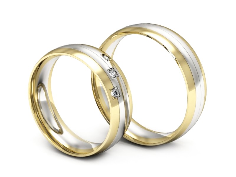 Złote Obrączki z brylantami dwukolorowe złote - s60220T27bz — zdjęcie 3