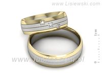 Złote Obrączki ślubne z brylantami dwukolorowe złote 585 - s60220T27bzms- 2