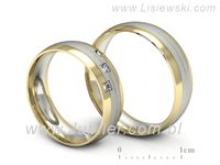 Złote Obrączki ślubne z brylantami dwukolorowe złote 585 - s60220T27bzms- 3